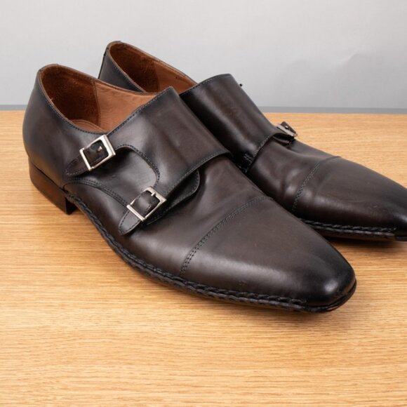 Belvedere Brown Double Monk Strap Buckle Men\'s 11 Leather Shoes Handmade Italy main image 12